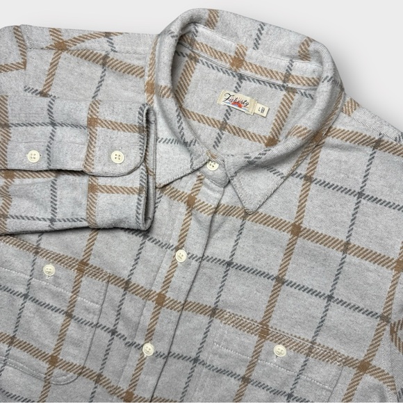 Faherty Tops - Faherty Women’s Large Legend Sweater Shirt Gray Brown Plaid Soft Knit Button Up